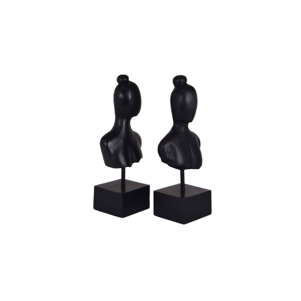 Set 2 pieces – Ladies Head Modern Sculpture Matt Black