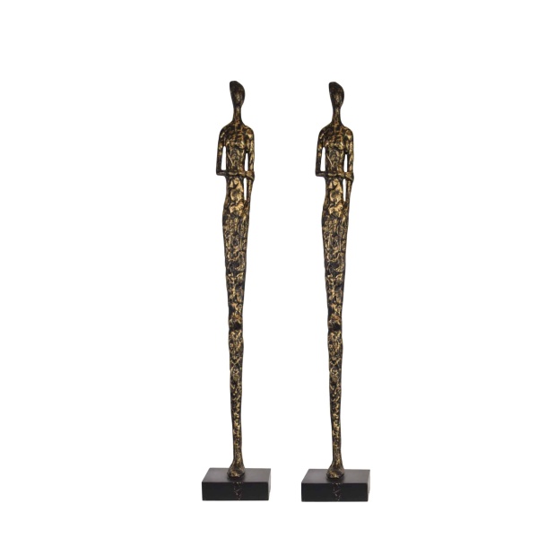 Set 2 pieces – Sculpture Ladies Antique Polyresin Gold