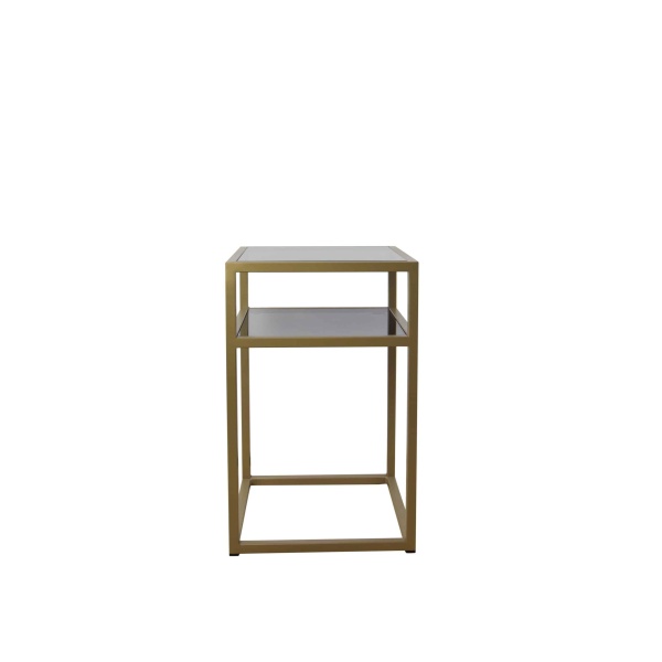 Bed Side Table Metro 2 Smoke Glass Iron Gold