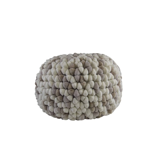 Poof Round Penthouse Pebble Champagne White